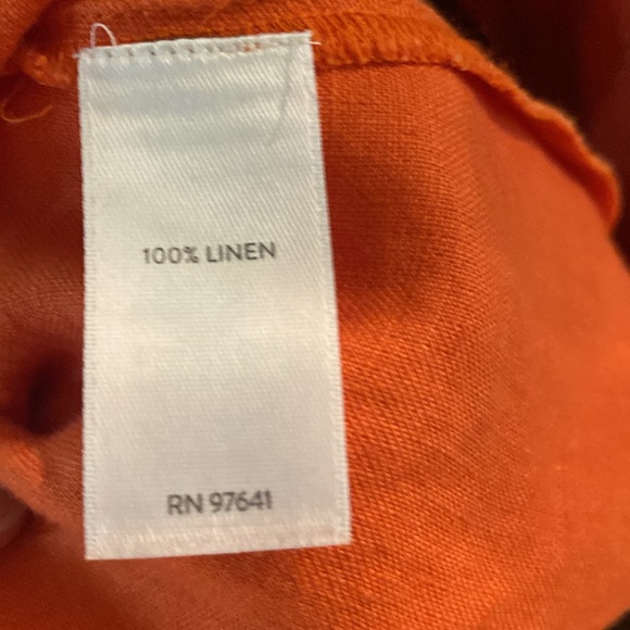J. Jill Love Linen Zinnia Orange Saffron Shirt Dress M Pockets Button Up $99 - Picture 8 of 9